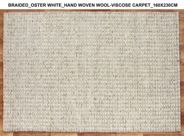 Braided Oster White Hand Woven Wool Viscose Carpet