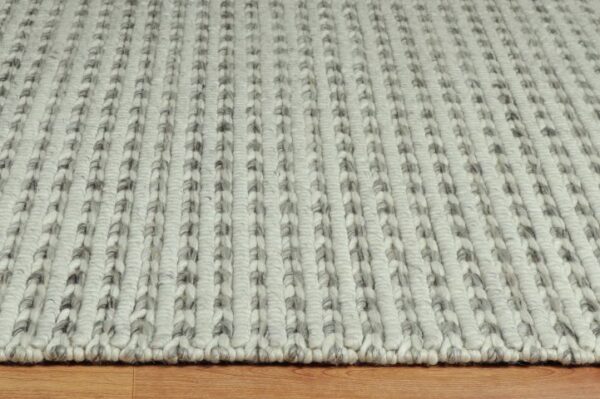 Braided White Grey Woven Wool Viscose Carpet - Image 4