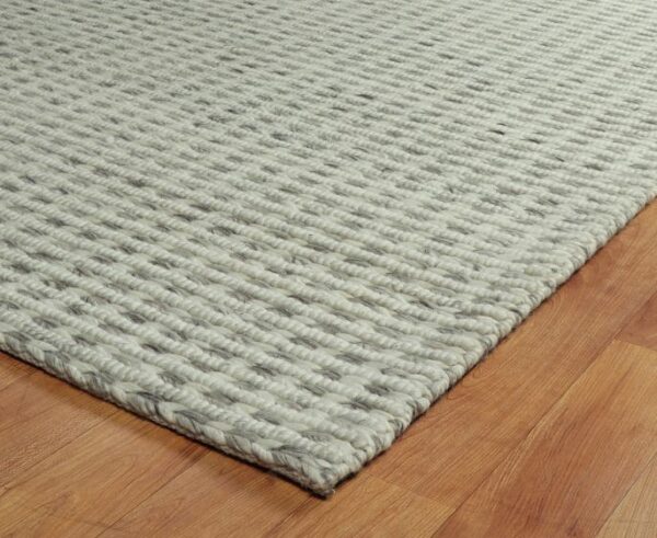 Braided White Grey Woven Wool Viscose Carpet - Image 3