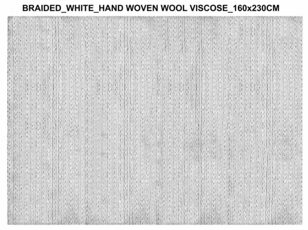 Braided White Hand Woven Wool Viscose Carpet