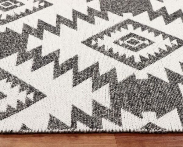 Ridhi Natural Black Hand Woven Pet Wool Carpet - Image 4