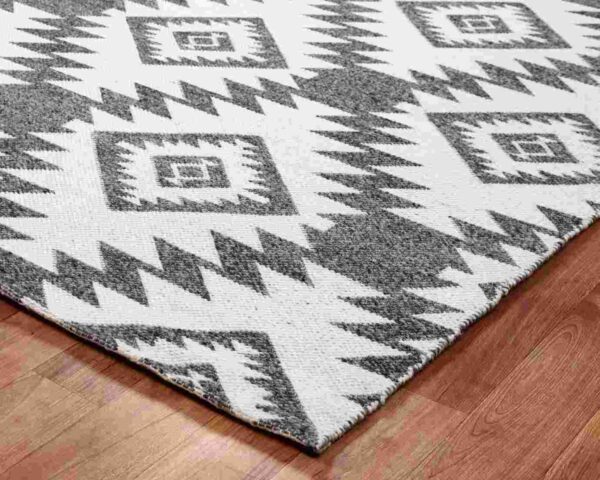 Ridhi Natural Black Hand Woven Pet Wool Carpet - Image 3