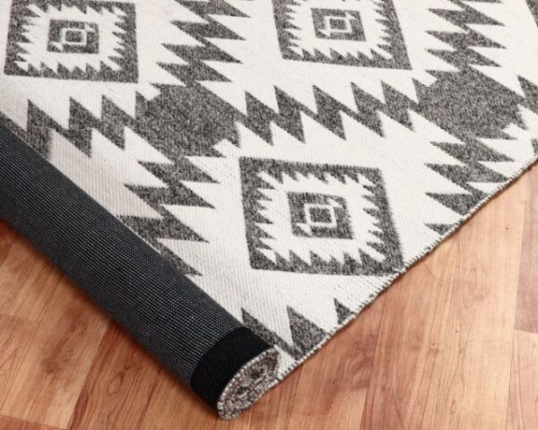 Ridhi Natural Black Hand Woven Pet Wool Carpet - Image 2
