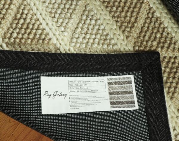 Swag Stripe Diamond Beige Cream Brown Viscose Carpet