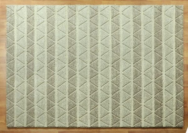 Swag Stripe Diamond Beige Cream White Viscose Carpet