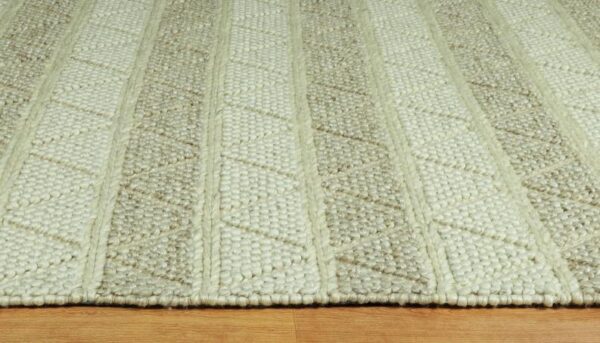 Swag Stripe Diamond Beige Cream White Viscose Carpet - Image 3