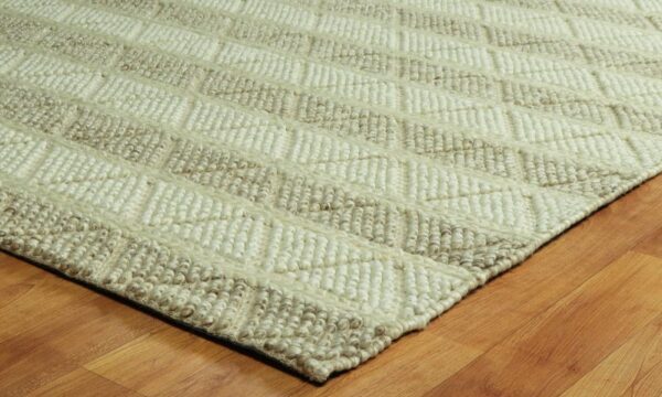 Swag Stripe Diamond Beige Cream White Viscose Carpet - Image 2